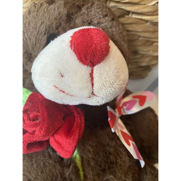 2016 Kellytoy Brown Teddy Bear w/Rose Love Bow 12" Plush Stuffed Animal … - Picture 4 of 12